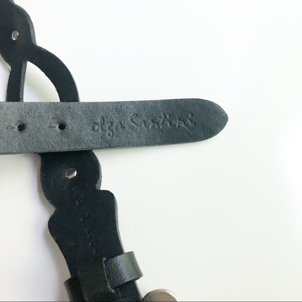 Olga Santino | Black Leather Studded Belt Size L - Picture 6 of 8